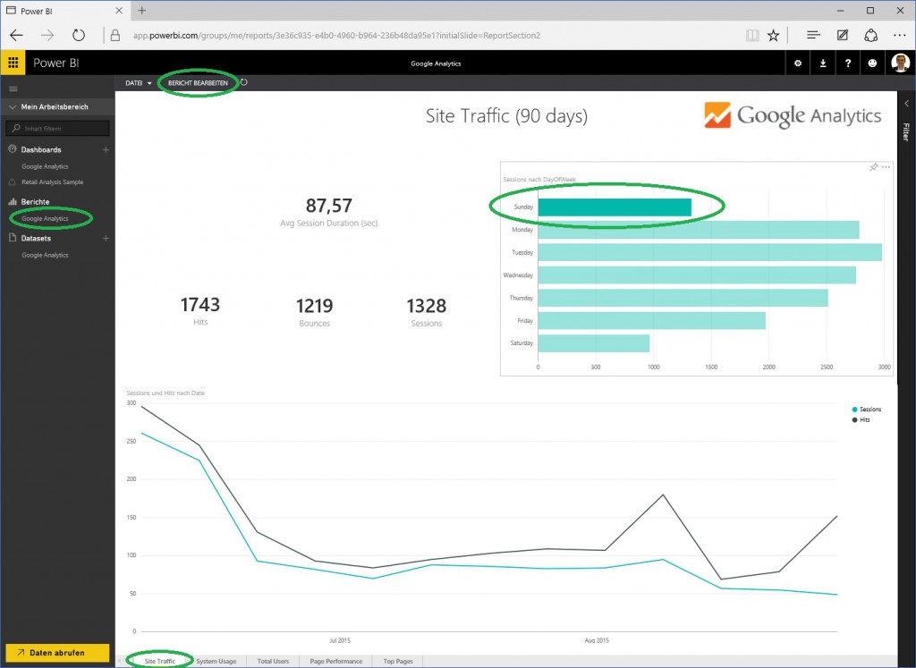 10 Konfiguration GA Reports Filtermodus