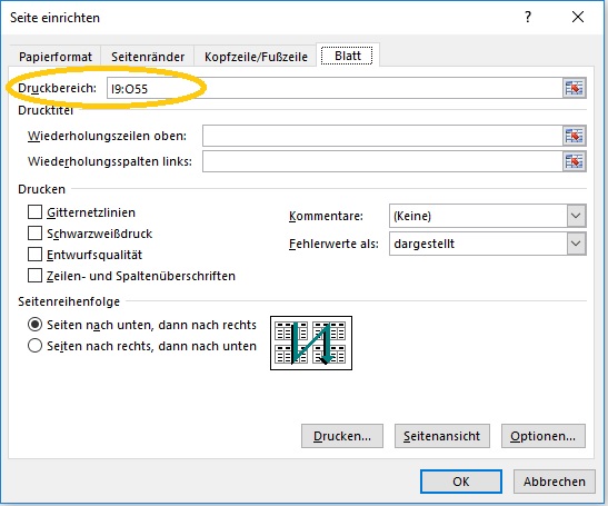 Excel dynamischer Druckbereich 11